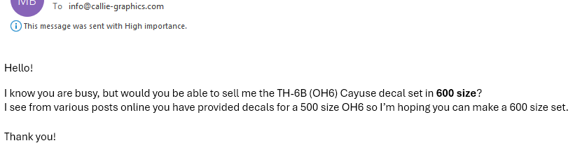 Click image for larger version

Name:	TH-6B Cayuse 600 Size Decal Kit.png
Views:	89
Size:	17.8 KB
ID:	444811