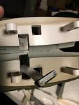 Comparison of the center wing side of the connection. Access slot widened to allow for the bigger connector.
