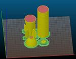 Most optimized orientation of nose and fin on the build plate. Minimal support material needed.