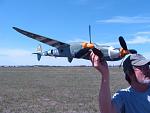 Flying buddy, mastercraftsman and scale flyer, Richard Adams holding my ship