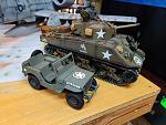 Rust-Oleum camo green all over, airbrushed the tires and hand painted the markings