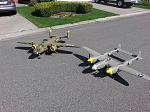 My FlightLineRC P-38 with my LX B-25.  Two 1:10 gals side-by-side.