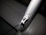 Antenna Mod:  Slice a hole where you want the clevis to seat towards the top of the V Stab and CA in place.