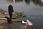 Getting his feet wet (pun intended) for the first time flying from water.