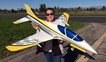 Pilot Evelyn holding the Freewing 80mm Avanti S
