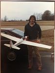 Me with my scratch Fournier RF-4 from Astroflight plan. Fiberglassed balsa fuselage & Monocote wings.