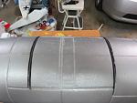 Here is the stock foam door hatch cut and marked so I could see under the fiberglass when glassing